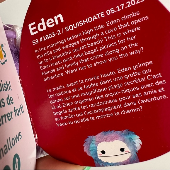 3.5” Eden the Bigfoot Valentine Squishmallow Clip NWT - Picture 4 of 5